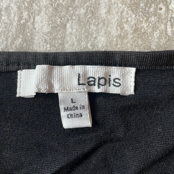 Lapis Black & Red Striped Dress Shirred Front Sleeveless Body-con Large - Picture 5 of 7